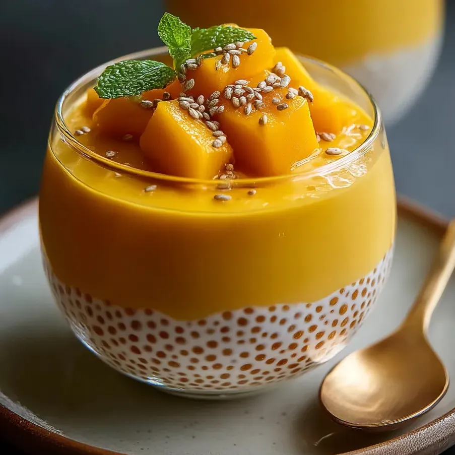 Un bol de postre de mango con sago.