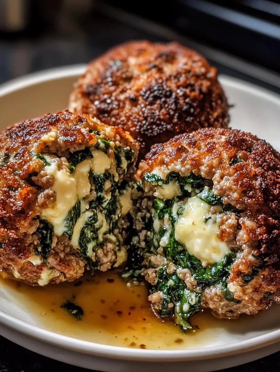 Tres albóndigas con espinacas y ajo.