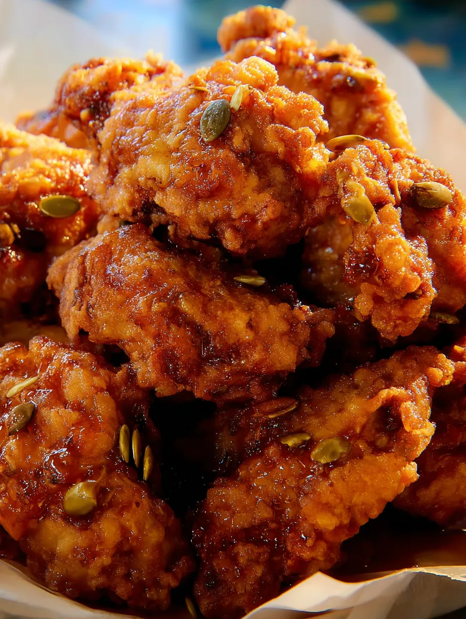 Pollo frito con miel y mantequilla.