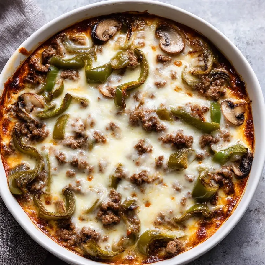 Un tazón de comida con carne y pimientos.