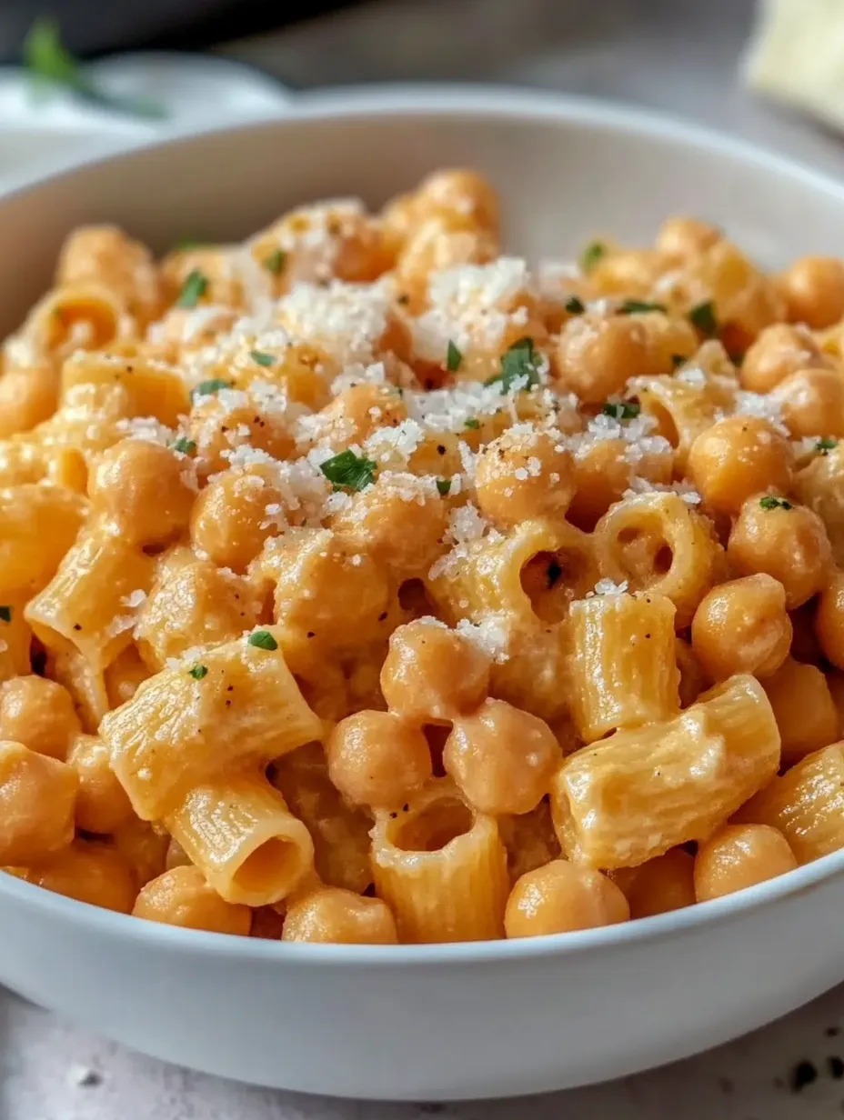 Un tazón de pasta e ceci con garbanzos.