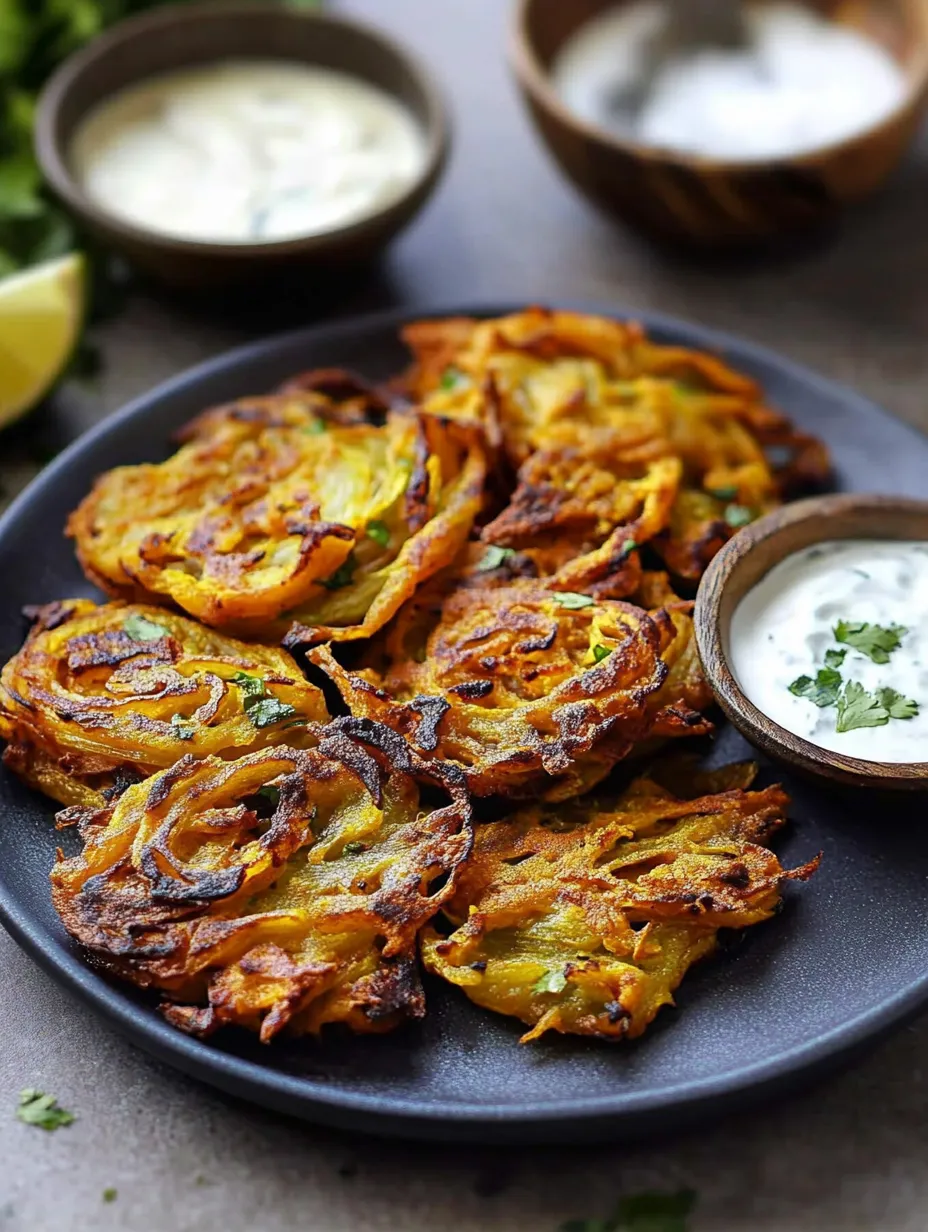 A plate of Indian onion bhaji.