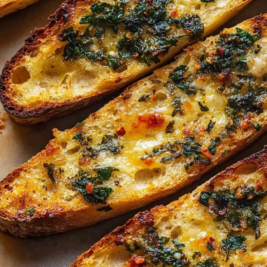 Una rebanada de pan de ajo picante calabrés.