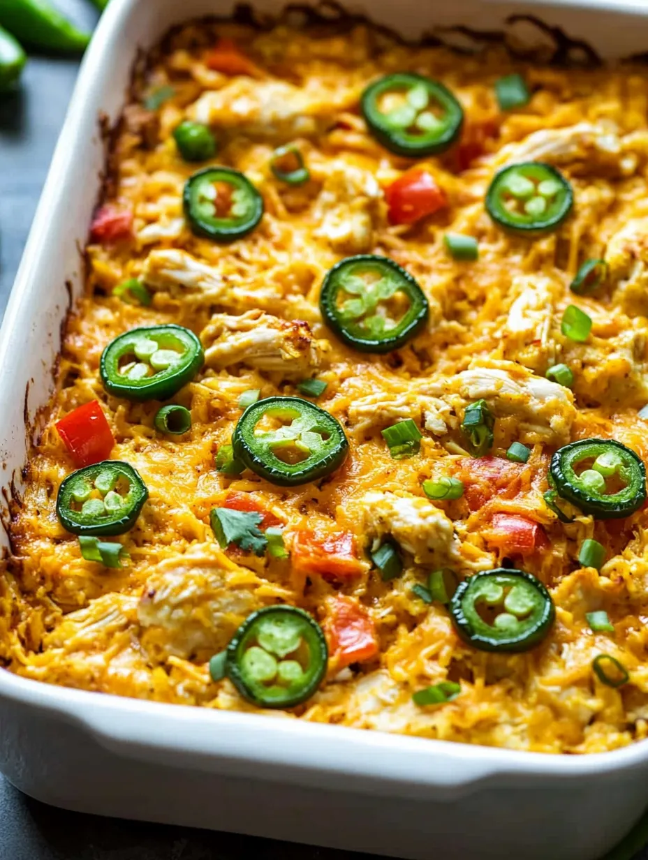 Un plato con jalapeños y pollo.