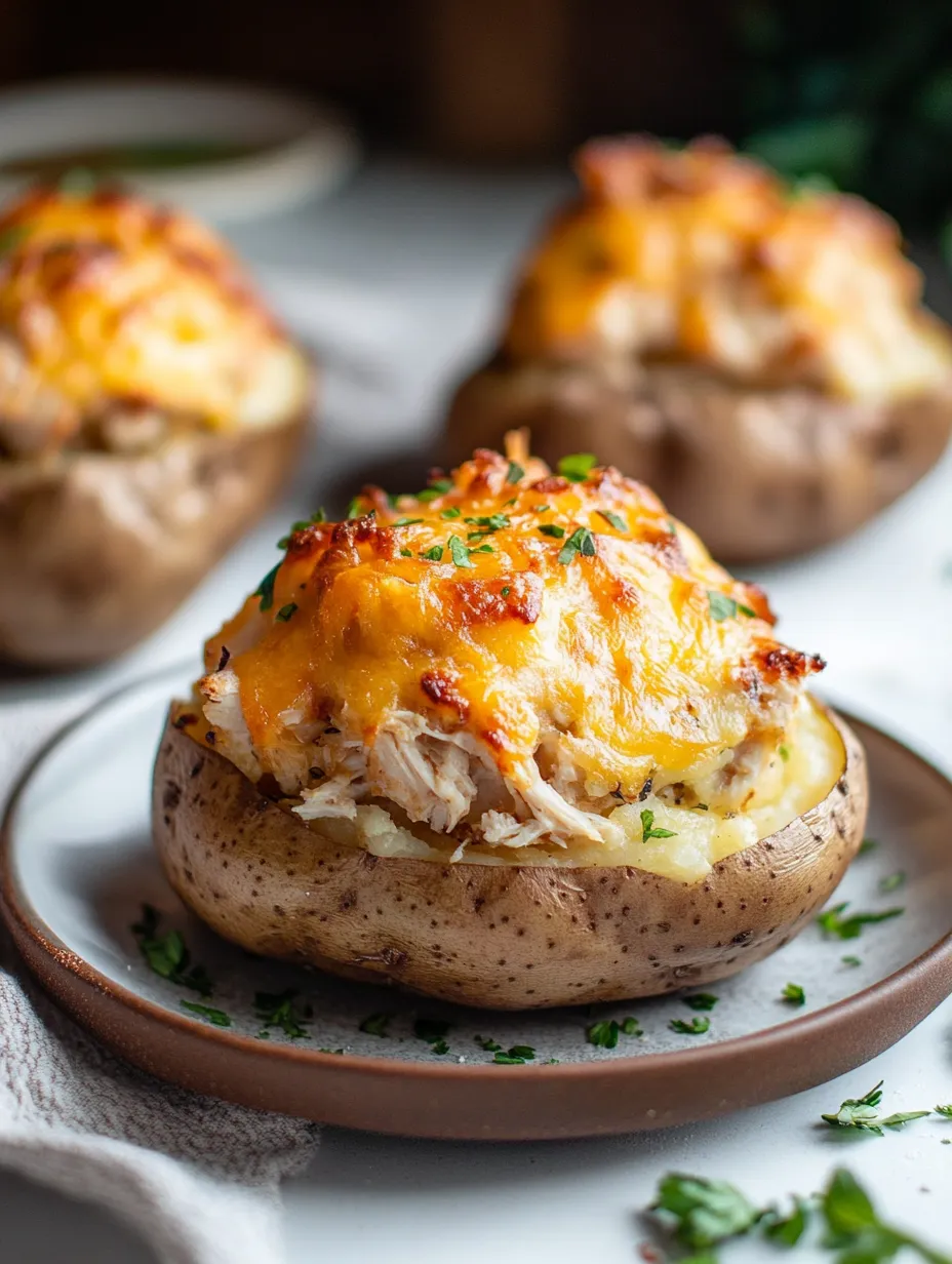 Papas rellenas con pollo estilo crack.