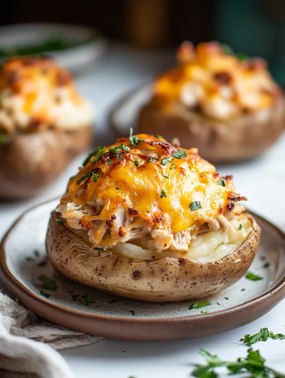 Un plato de papas rellenas con queso.