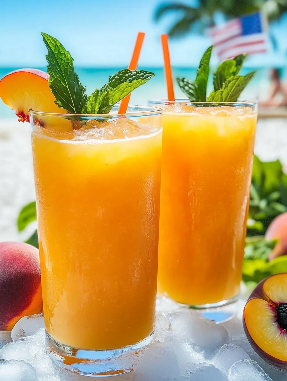 Dos vasos de receta de limonada de durazno fresca y dulce.
