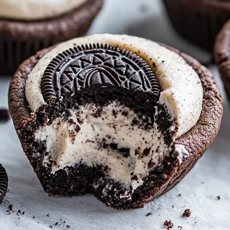 Una porción de copita de cheesecake Oreo.