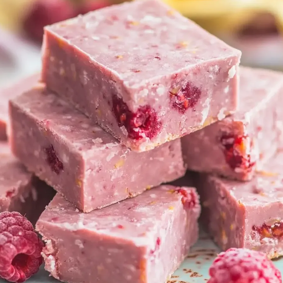 Un montón de delicias de frambuesa y coco.