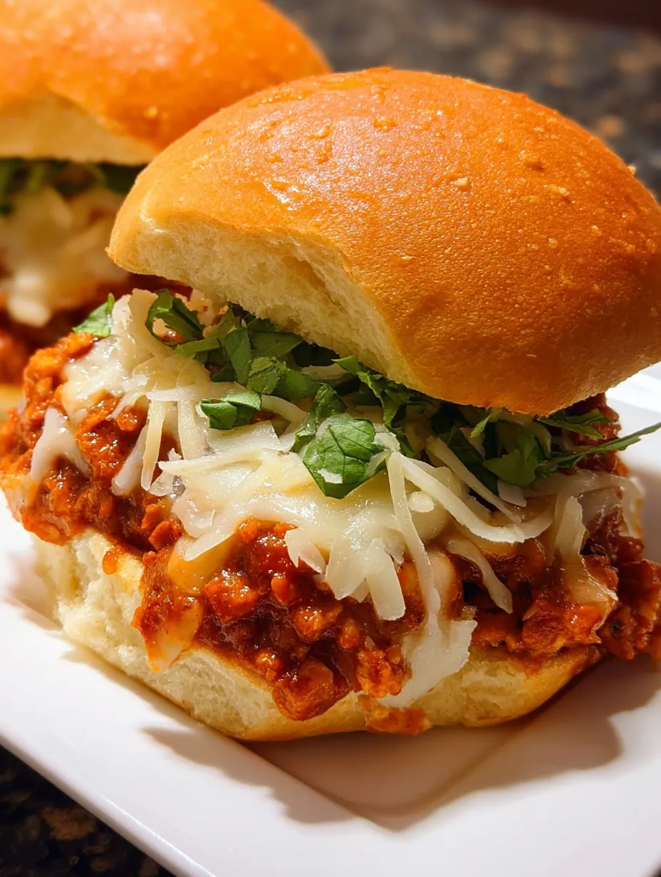 Un sandwich de sloppy joe de pollo a la parmesana.