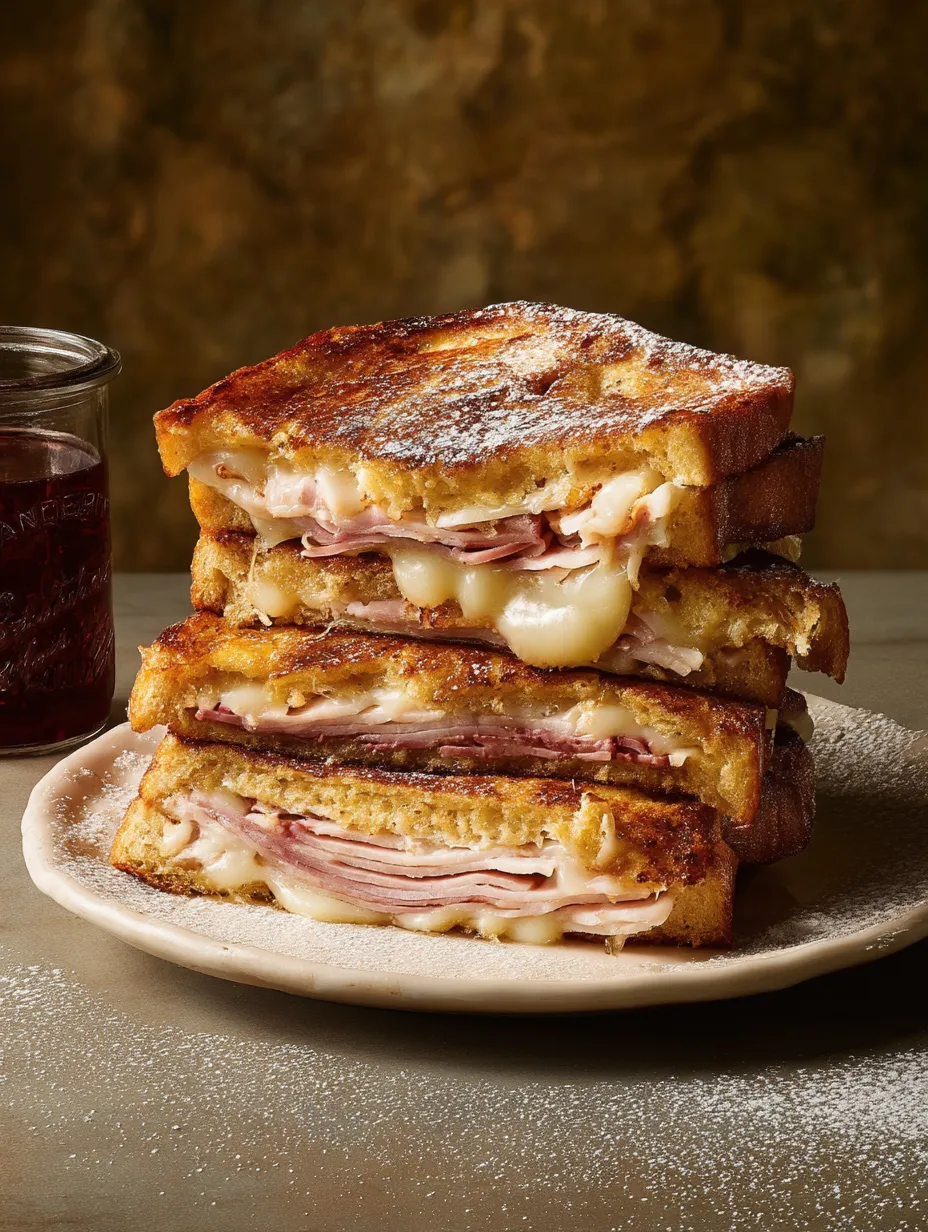 Una torre de sándwiches Monte Cristo.