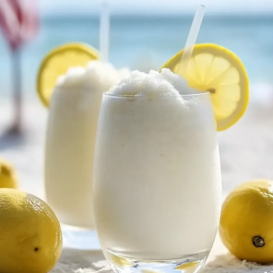 En la foto hay dos vasos de limonada de coco congelada.