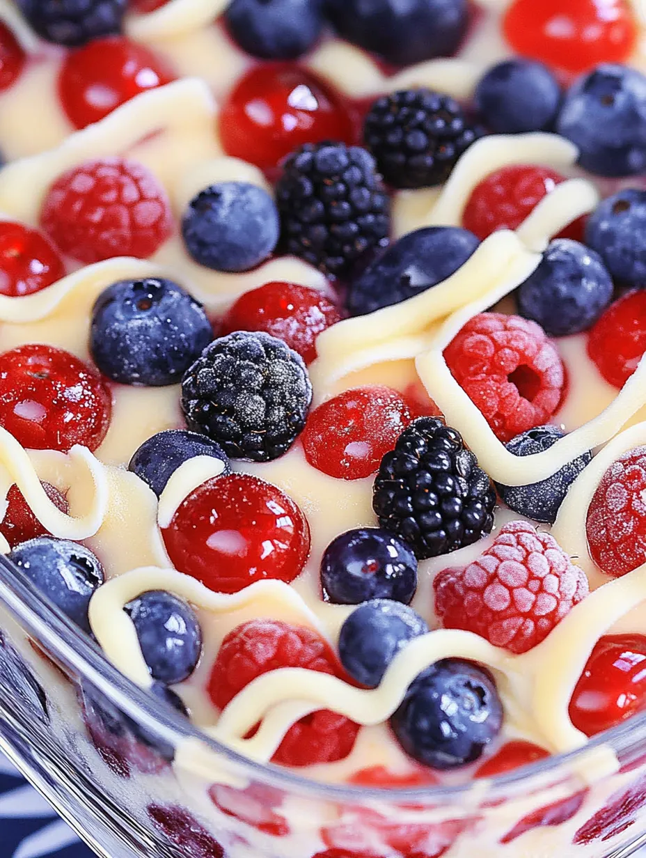 Vista cercana de un postre de frutas y crema.