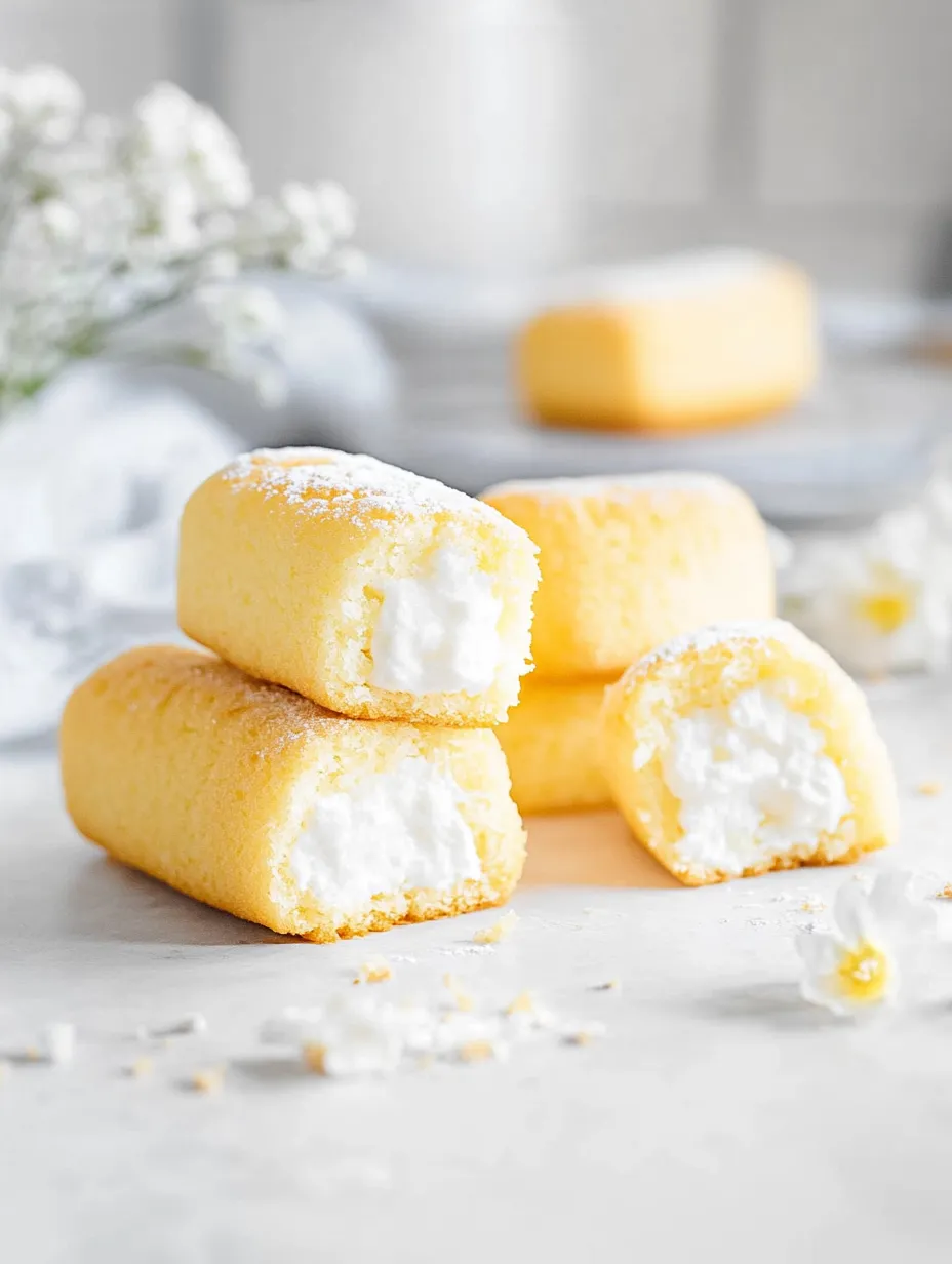 Una torre de pastelitos sabor vainilla con relleno blanco.
