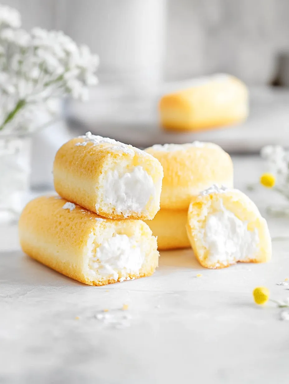 Tres pastelitos de vainilla caseros con relleno blanco.