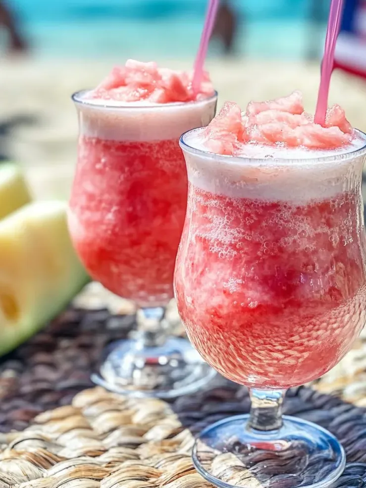 Dos vasos con bebida de sandía Otai de Tonga.