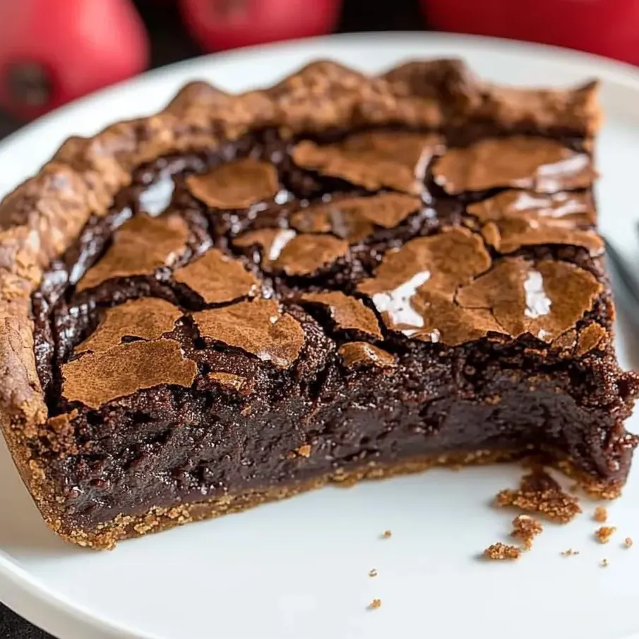 Una porción de tarta de chocolate en un plato blanco.