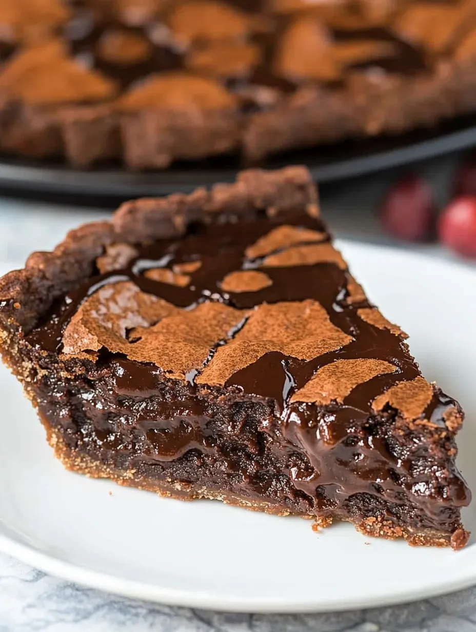 Una rebanada de pie de brownie con chocolate.