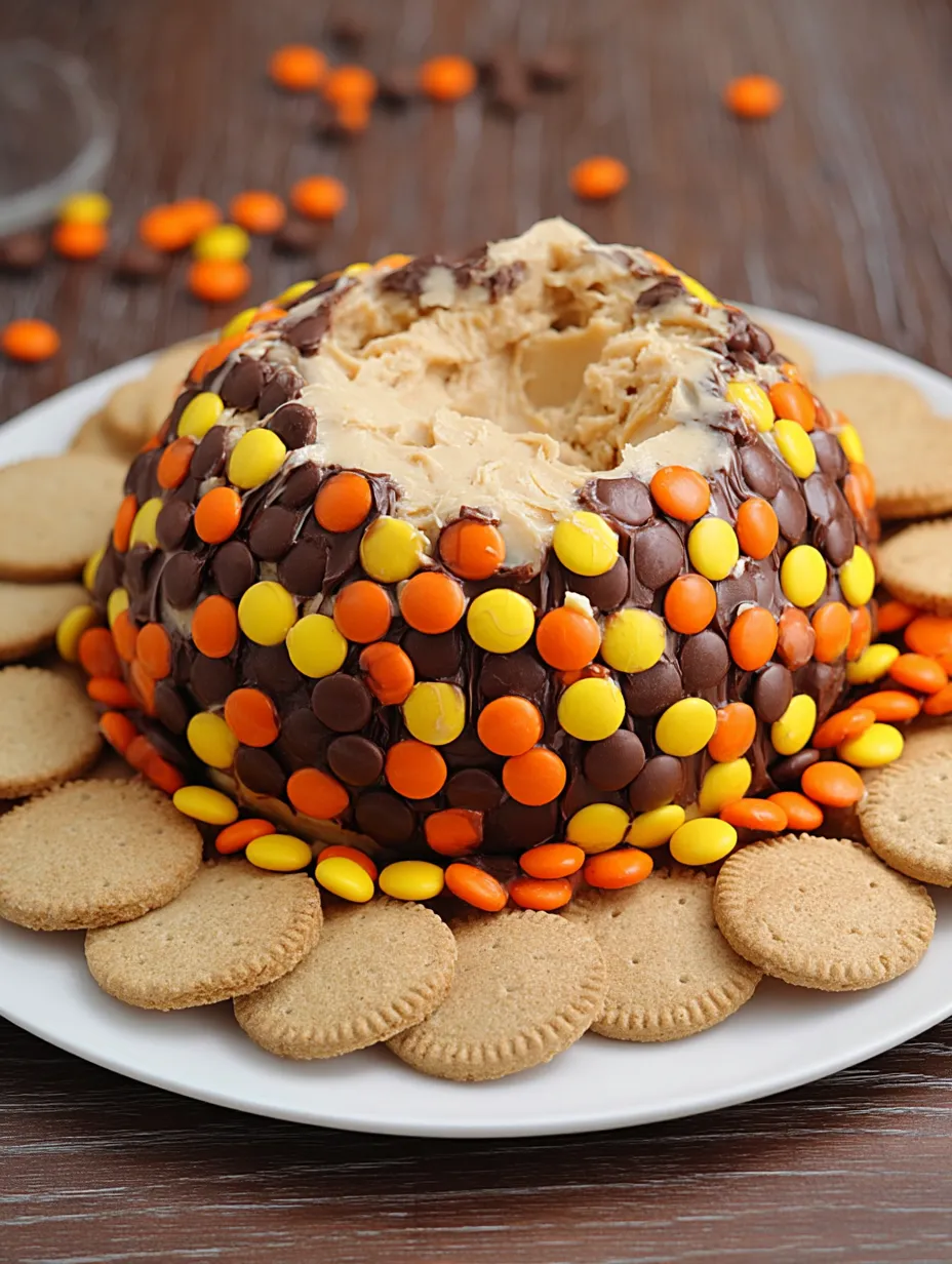 Un postre de bola de queso con mantequilla de maní y Reese’s.