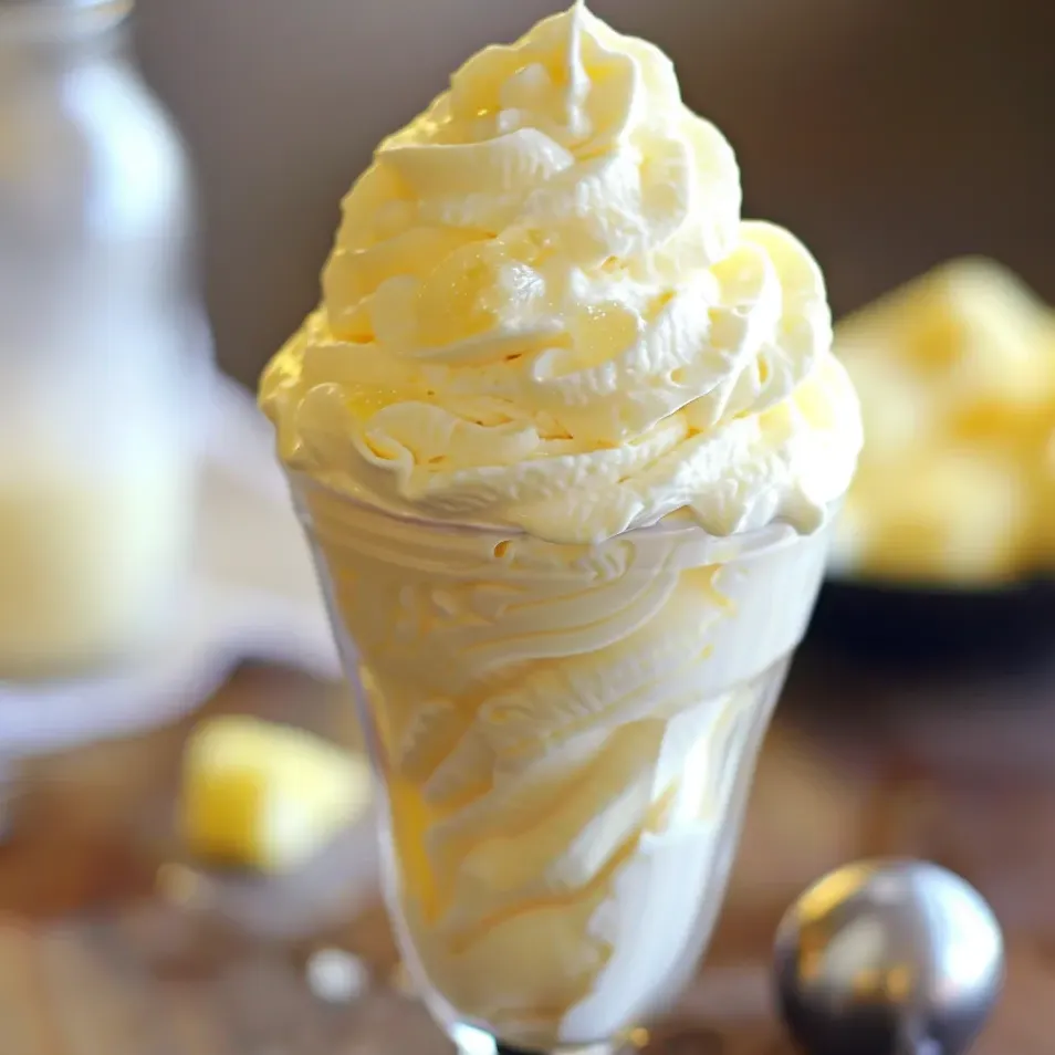 Un vaso de Whip de piña con jugo.