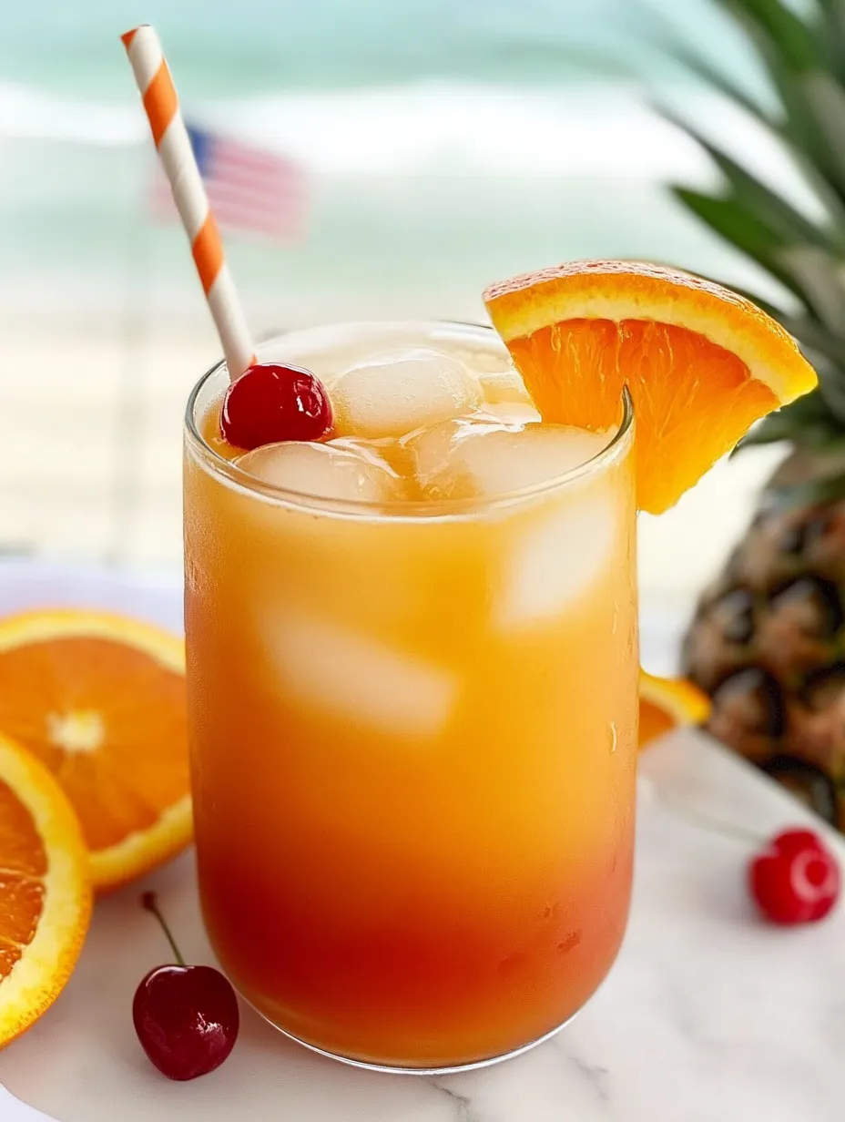 Un vaso de Sunrise sin alcohol bien vistoso.