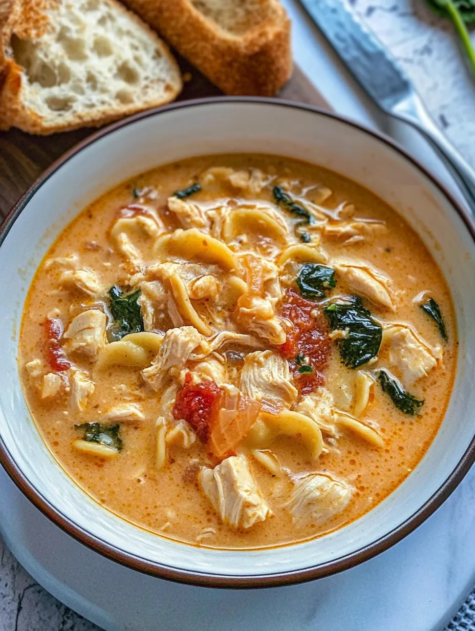 Un plato de sopa cremosa toscana de pollo