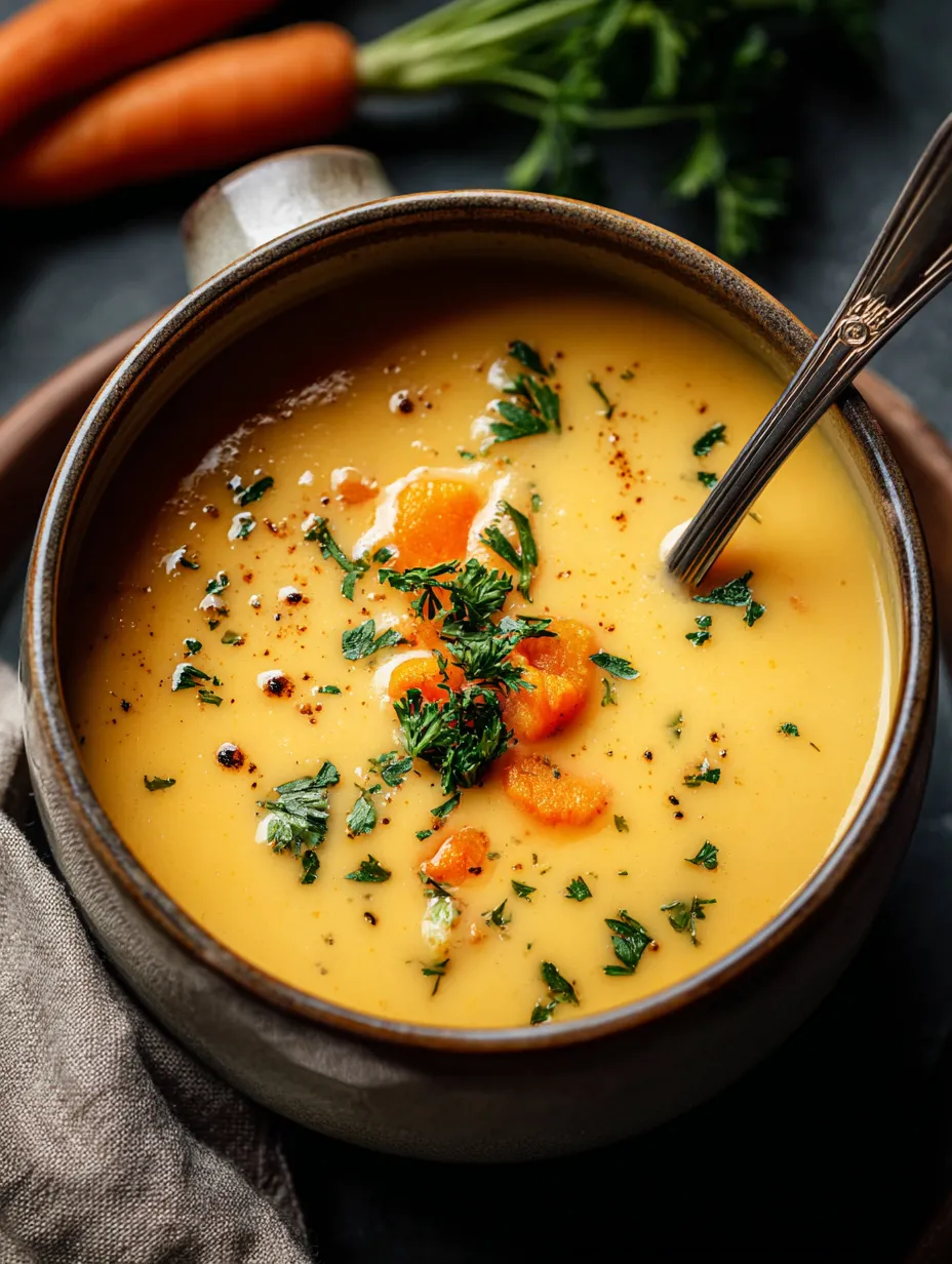 Un bol de sopa con zanahorias.