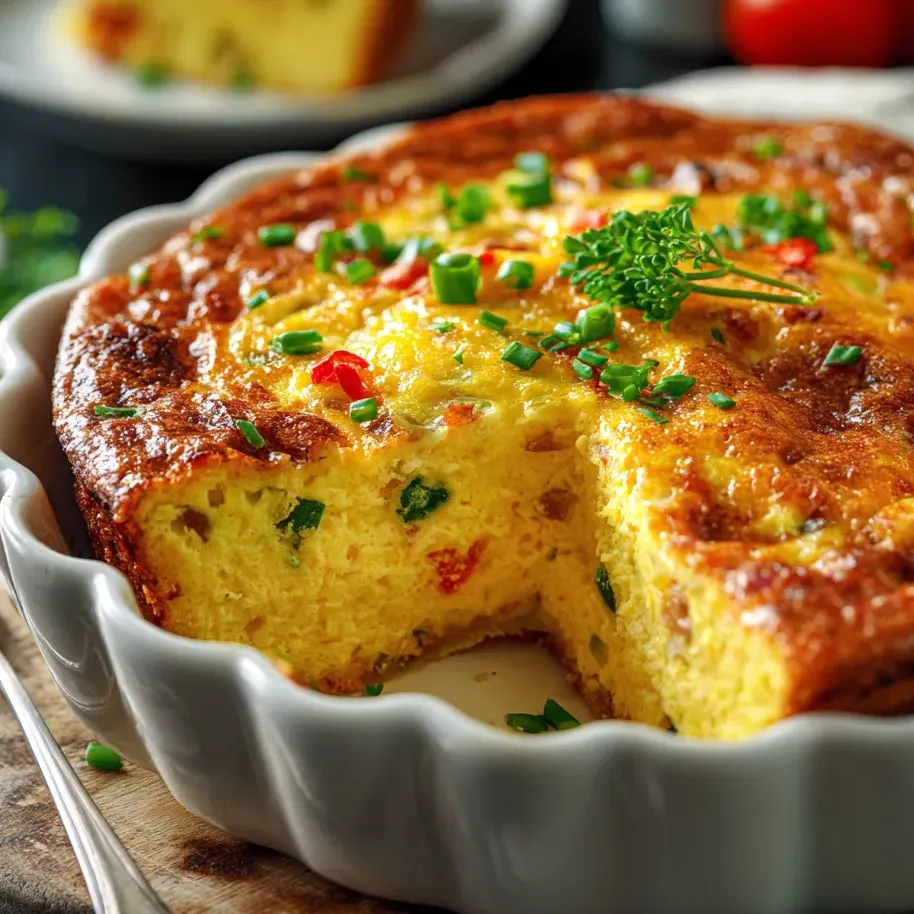 Porción de quiche en un plato blanco.