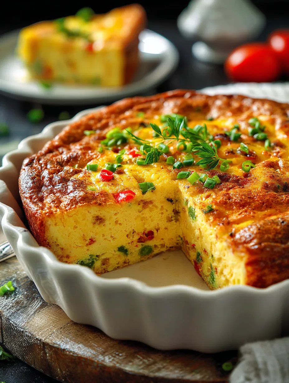 Una porción de quiche con cebollín por encima.