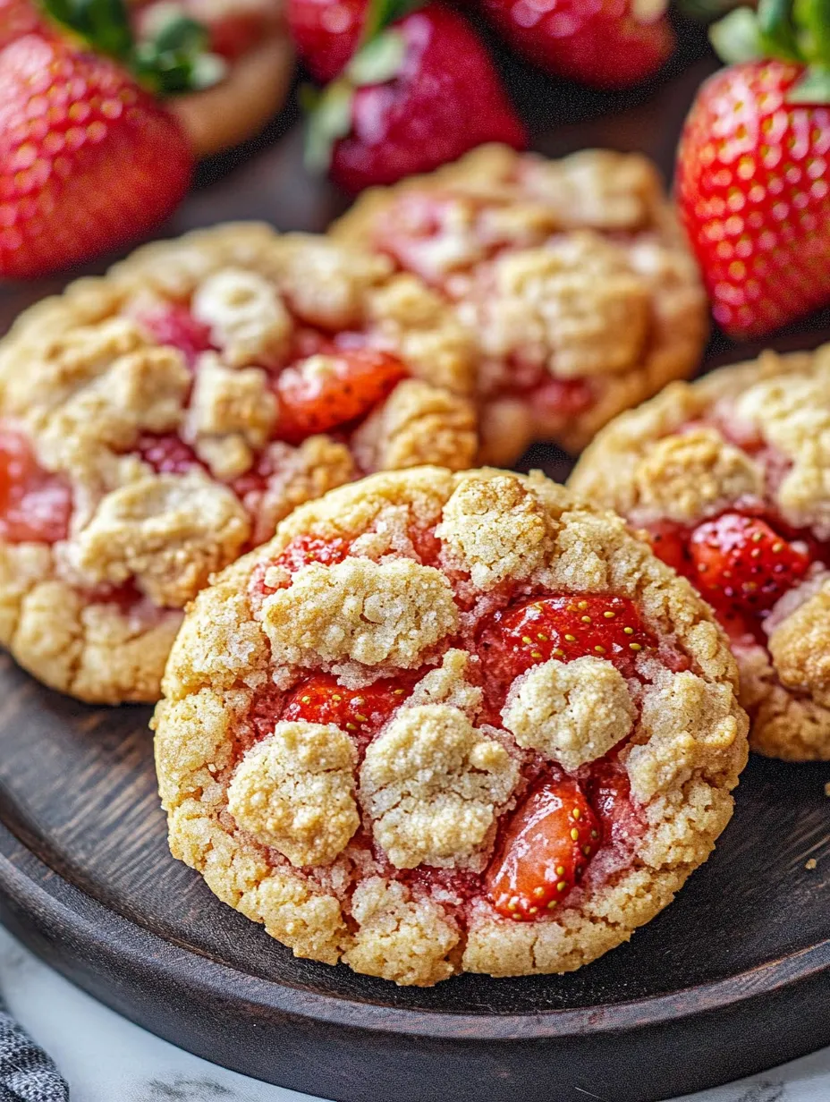 Una galleta cubierta con trozos de fresa encima.