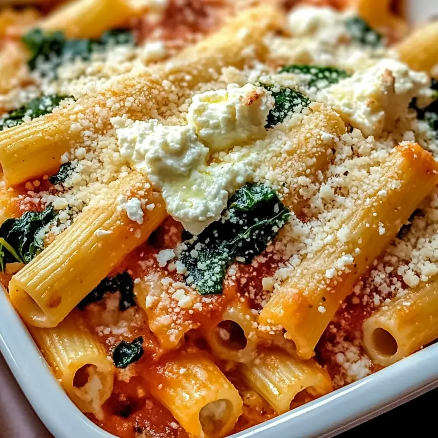 Un plato de pasta con queso y espinaca.