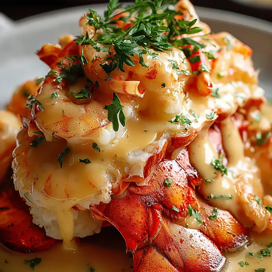 Un plato con camarones y langosta.