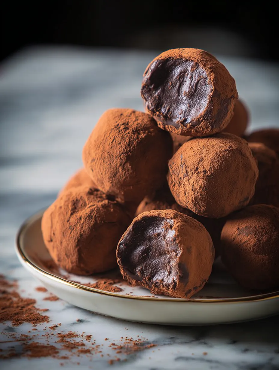 Bolitas de chocolate en un plato.