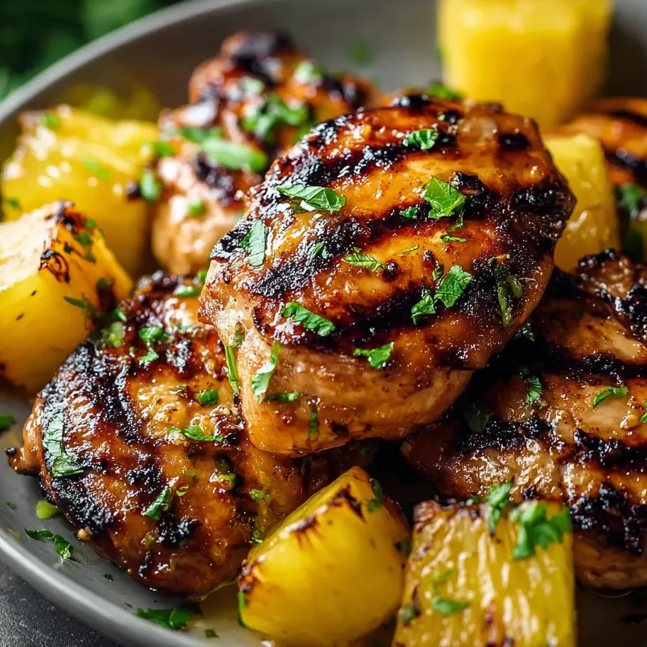 Un plato de pollo a la parrilla con papas.