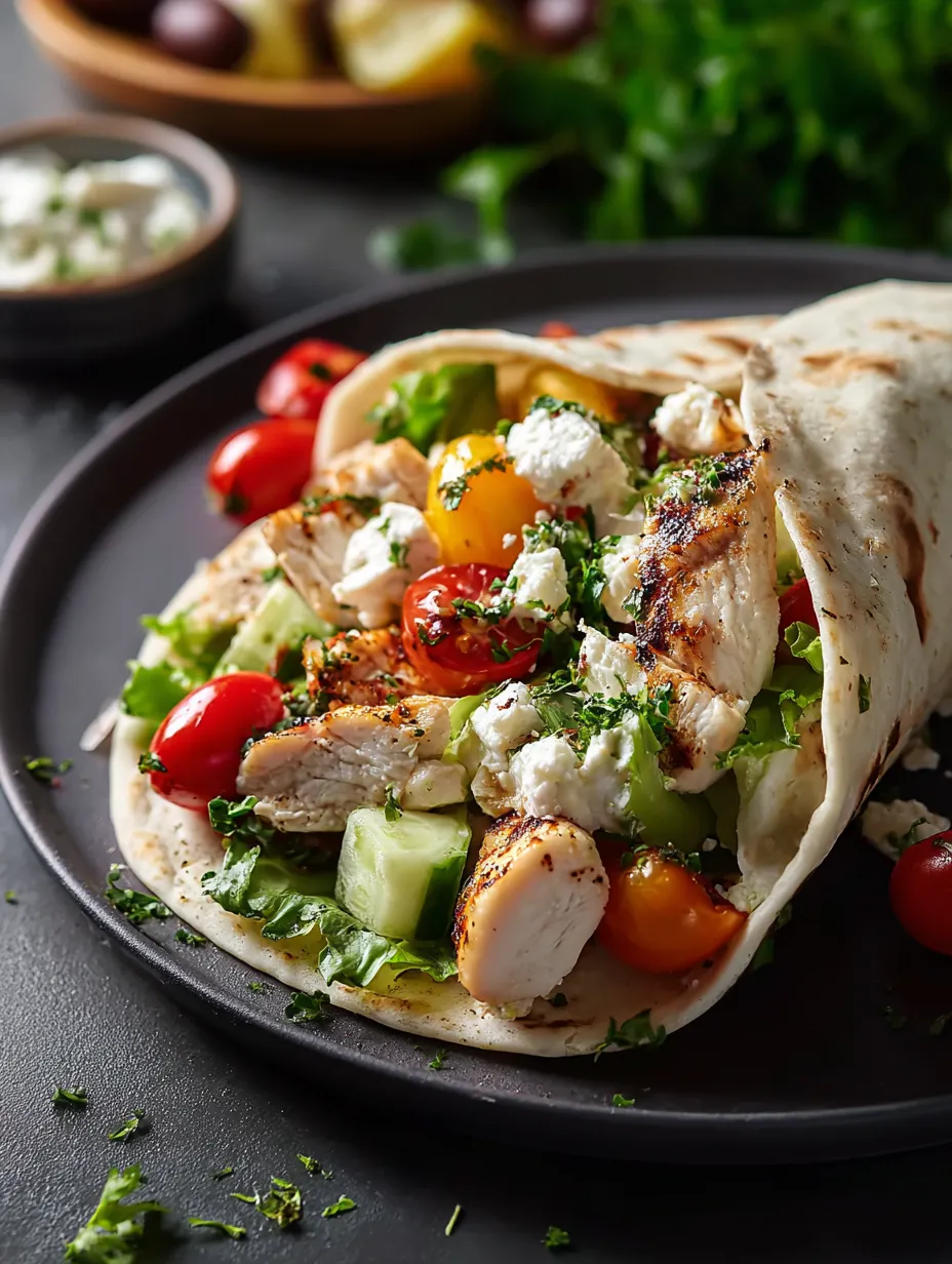 Un plato con un wrap y tomates.