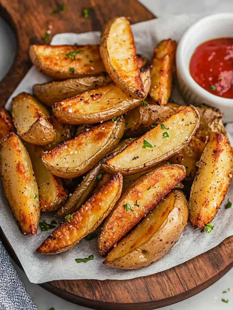 Un plato de papas fritas con kétchup.