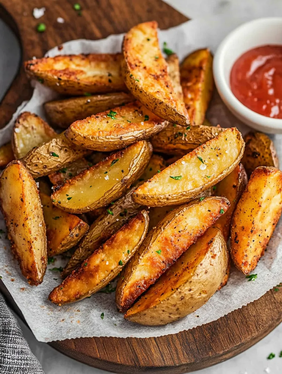 Un plato de papas fritas con kétchup.