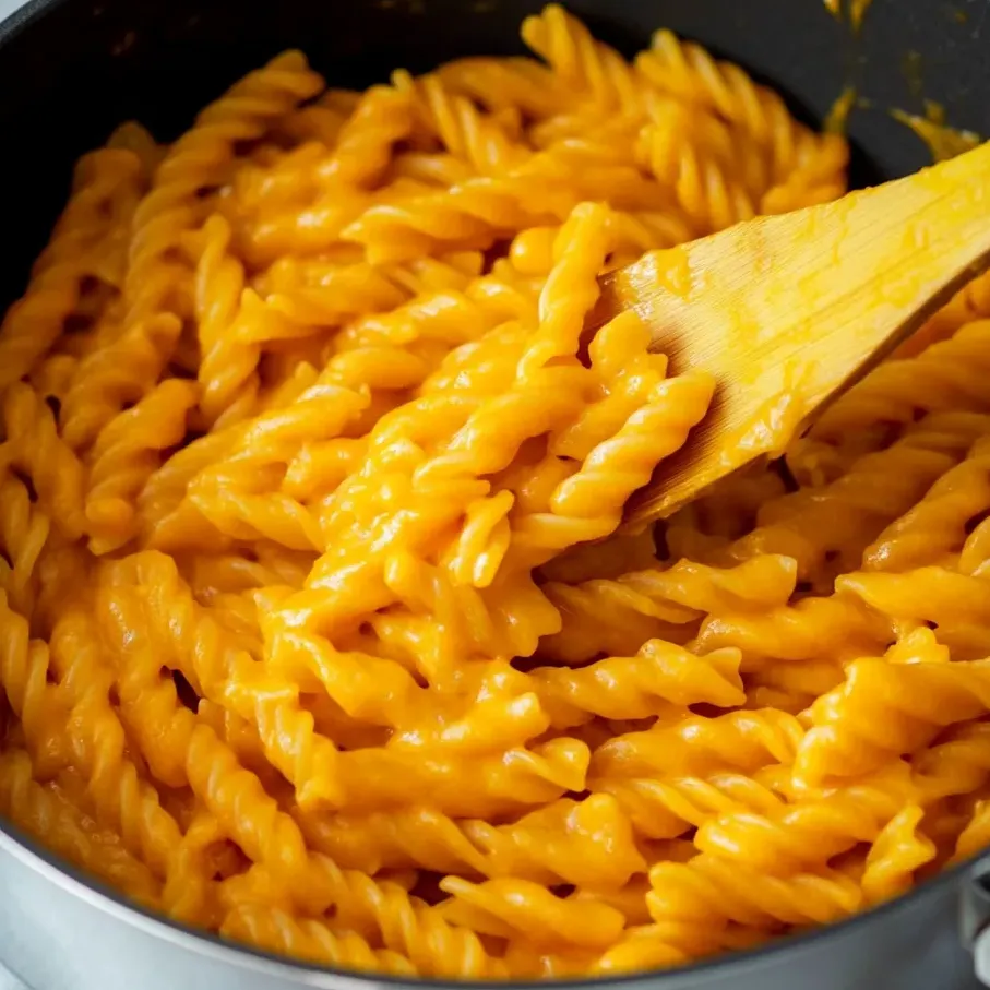 Un tazón amarillo con pasta.