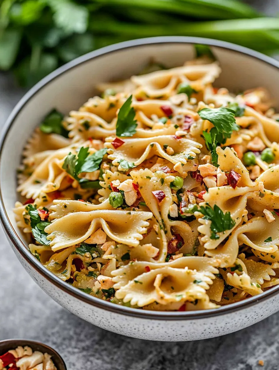 Un plato de pasta con verduras.