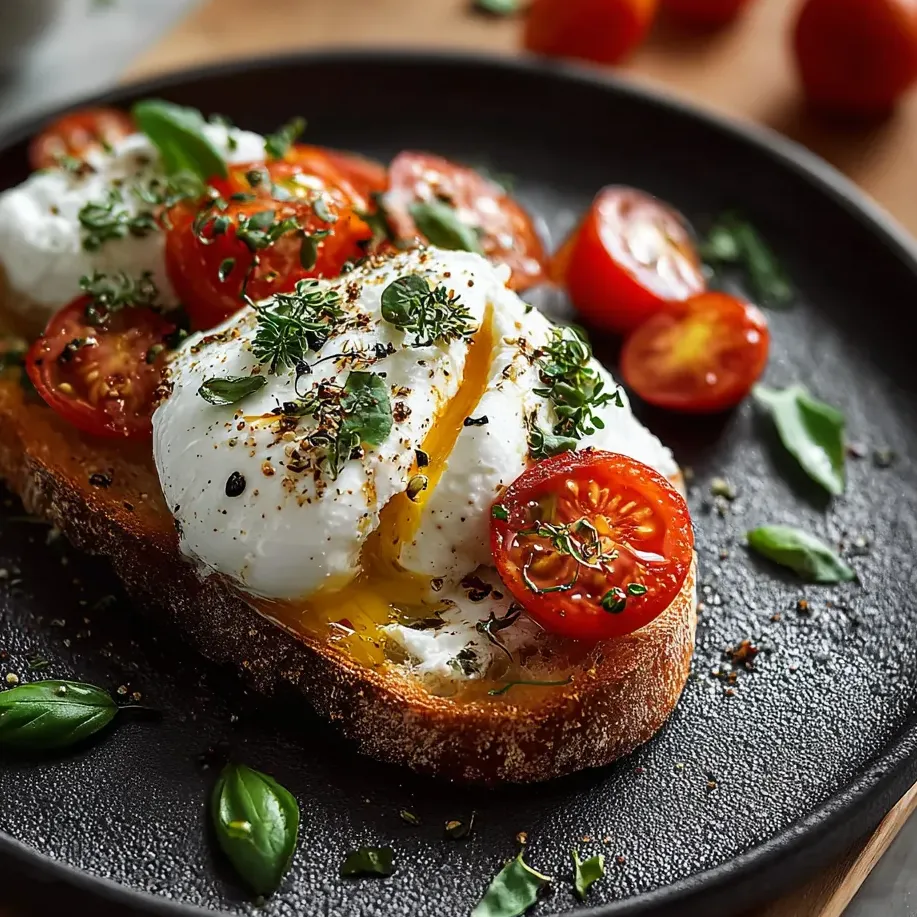 Un plato con tomates y queso.