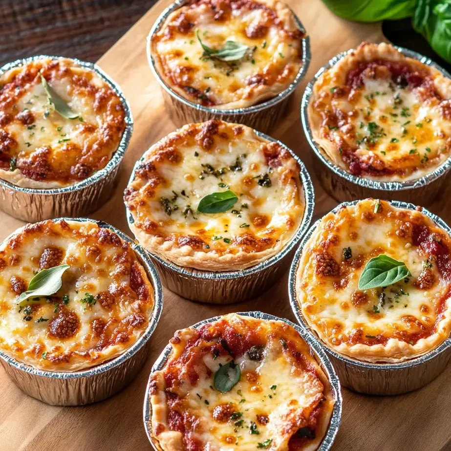 Bandeja de mini pizzas con queso y espinacas.