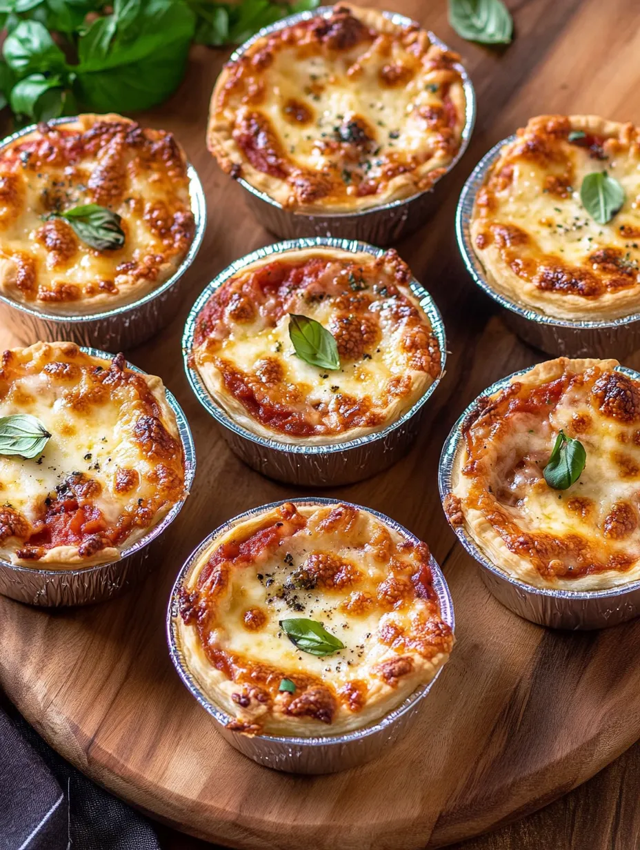 Una bandeja con mini pizzas con queso y espinaca.