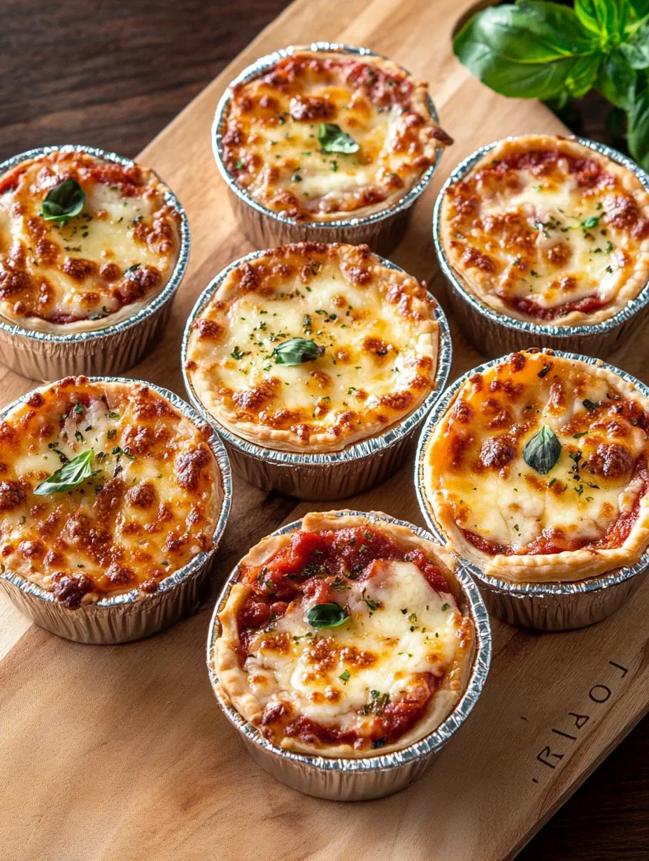 Una charola con mini pizzas con queso y salsa.
