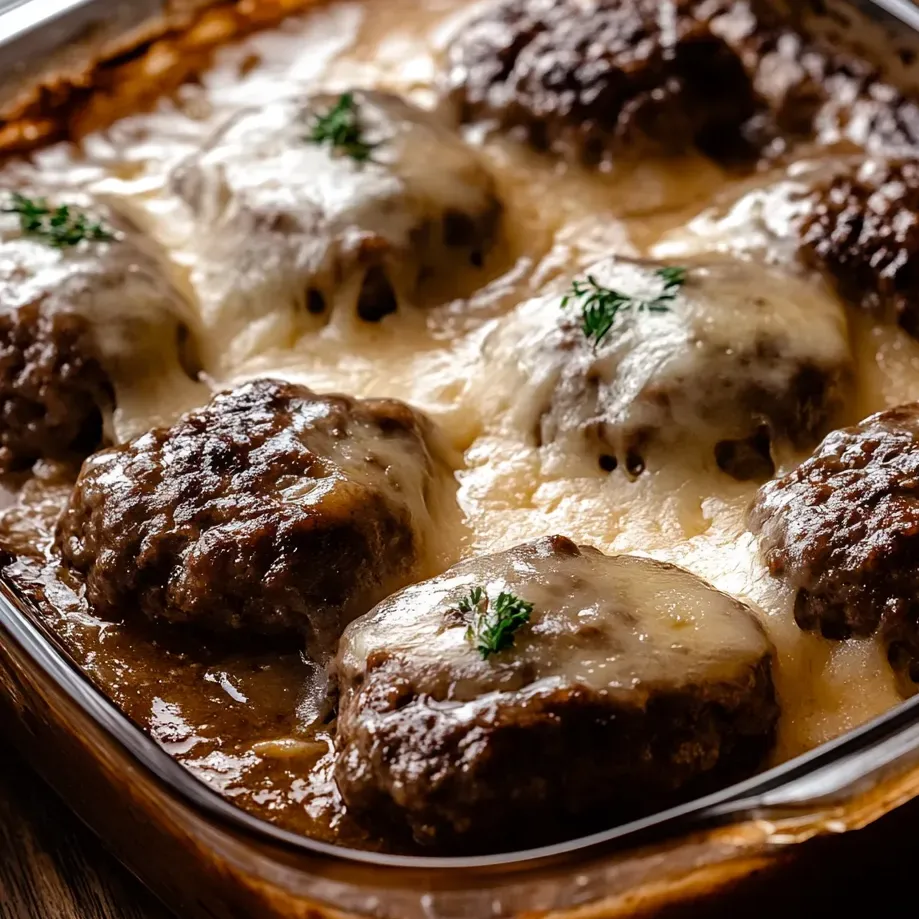 Un plato de albóndigas con queso gratinado encima.