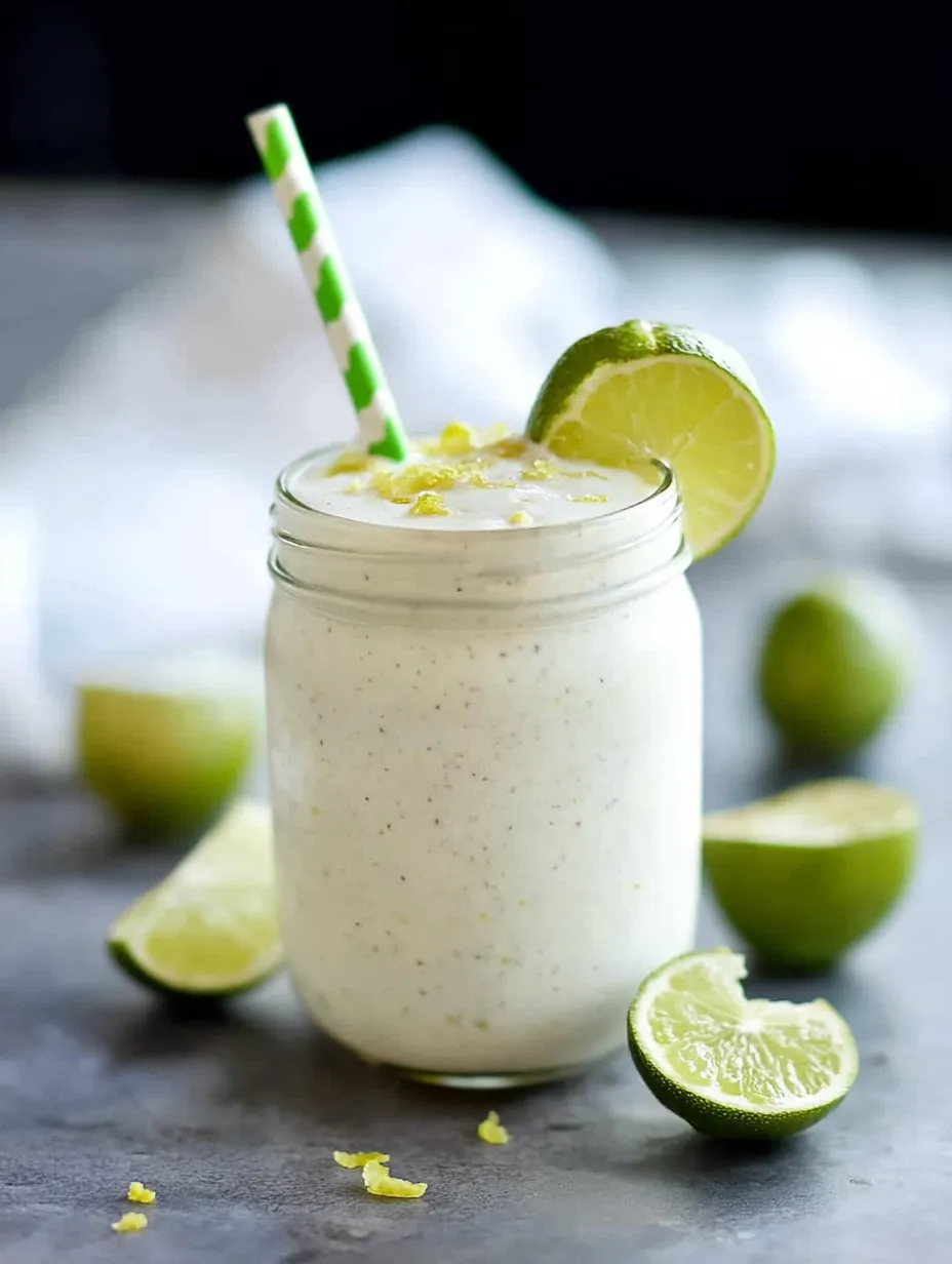 Un vaso de jugo de lima con un sorbete verde.