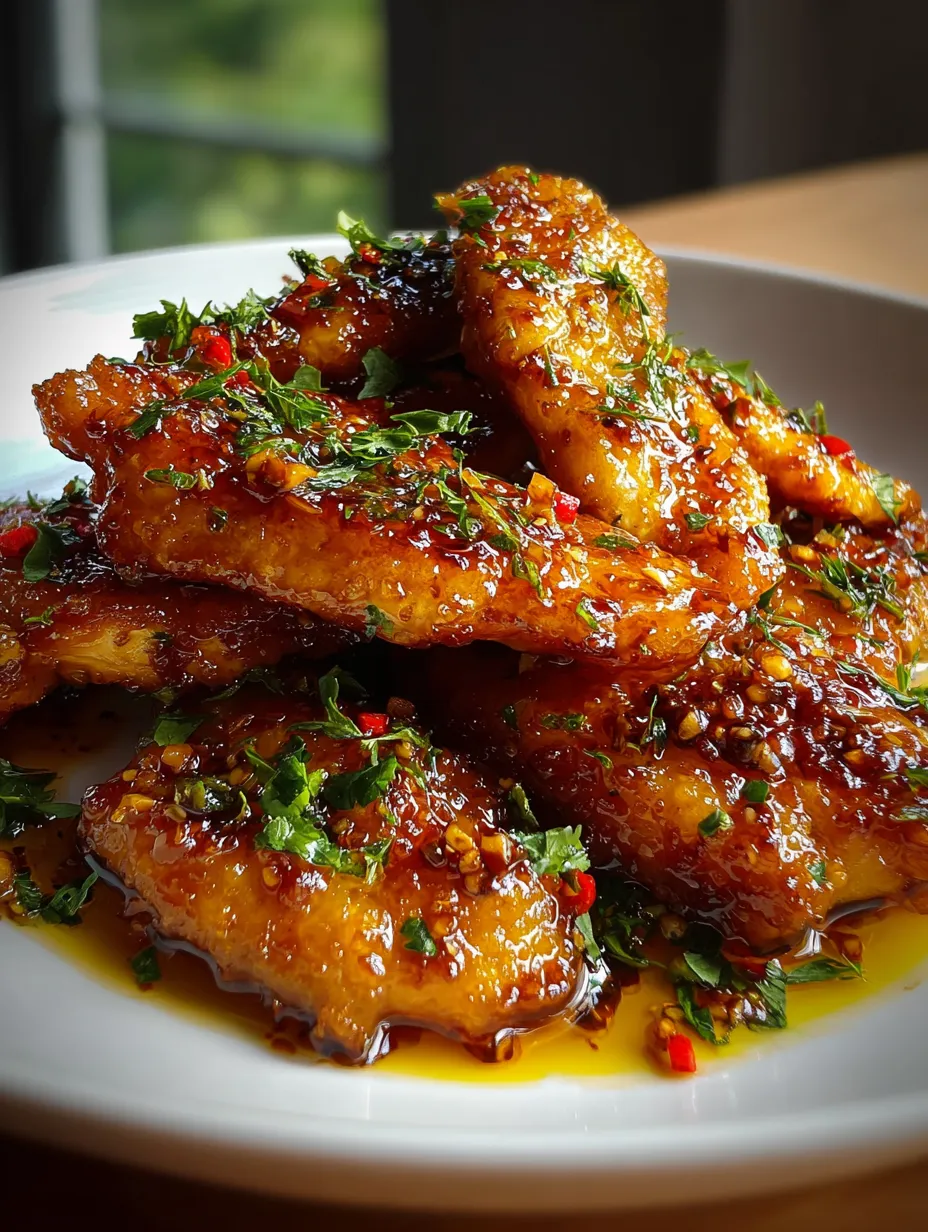 Un plato de comida bañado en salsa.
