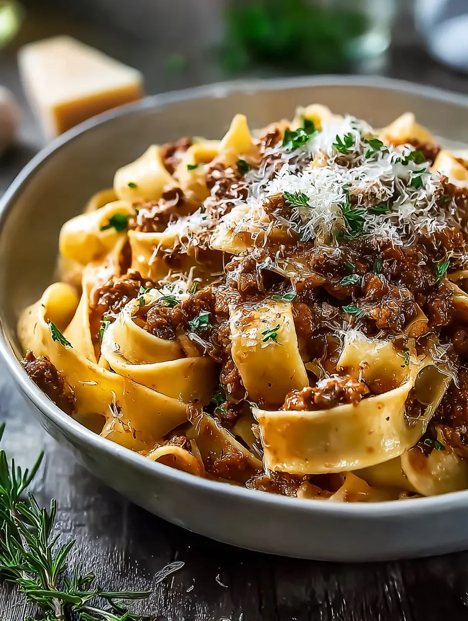 Un plato de pasta con carne y queso.