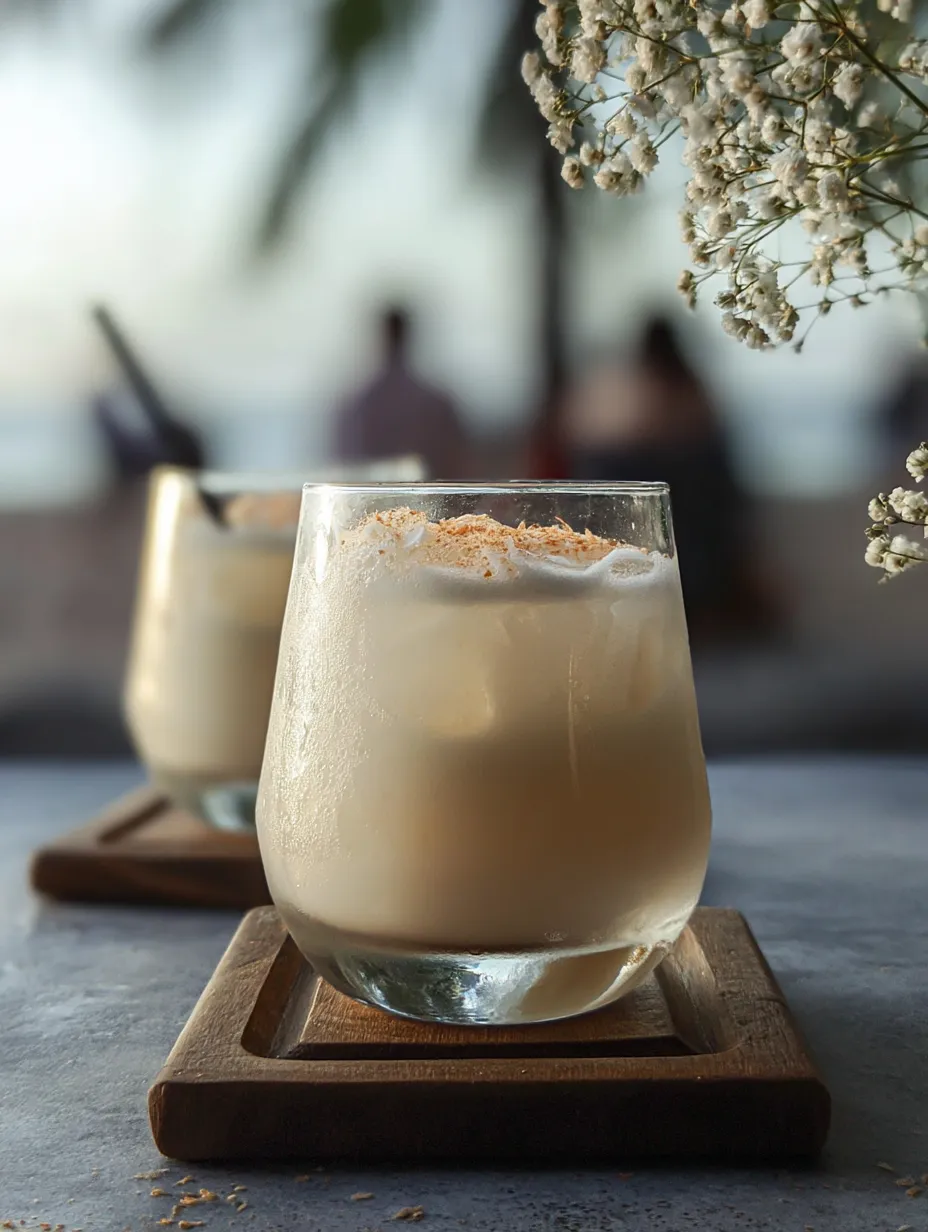 Dos vasos de leche espolvoreados con canela sobre la mesa.