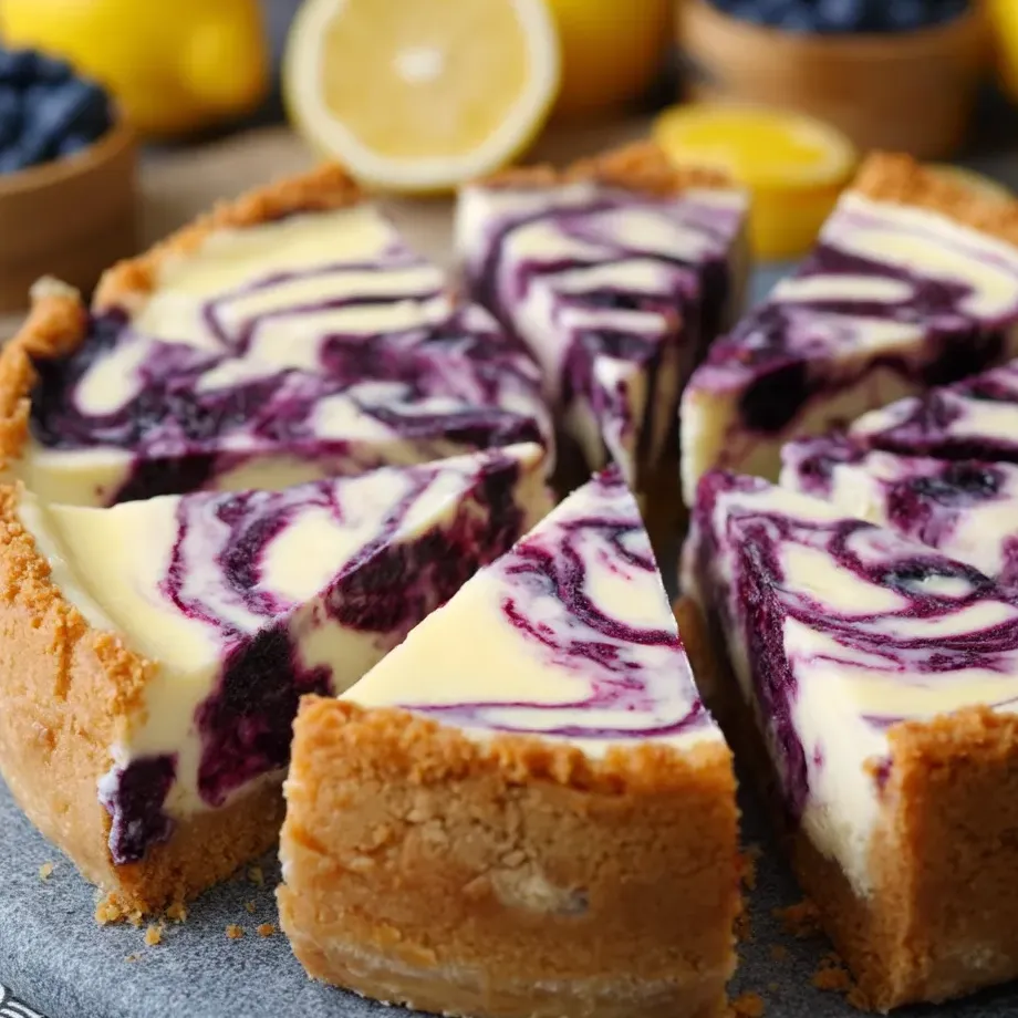 Una porción de cheesecake con arándanos.