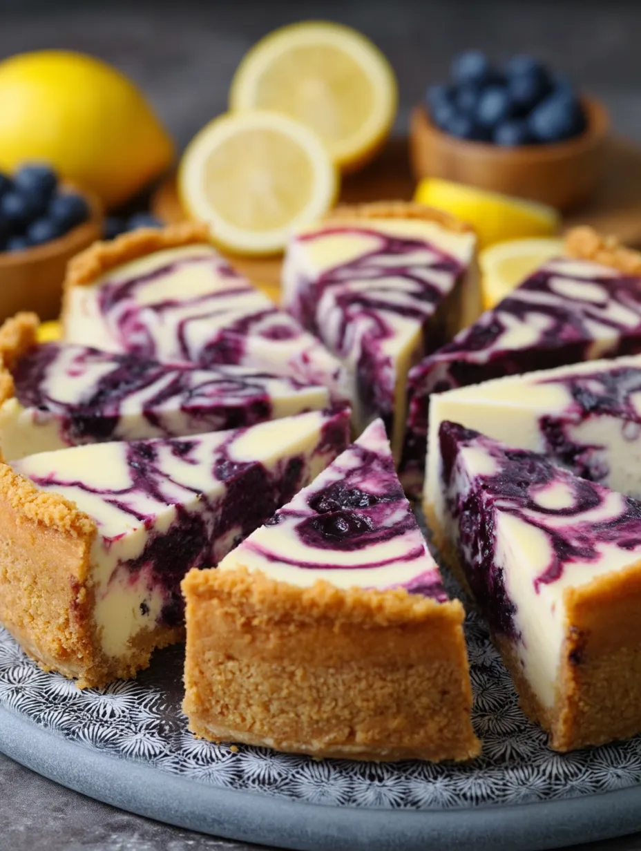 Un pedazo de cheesecake de arándanos en su plato.